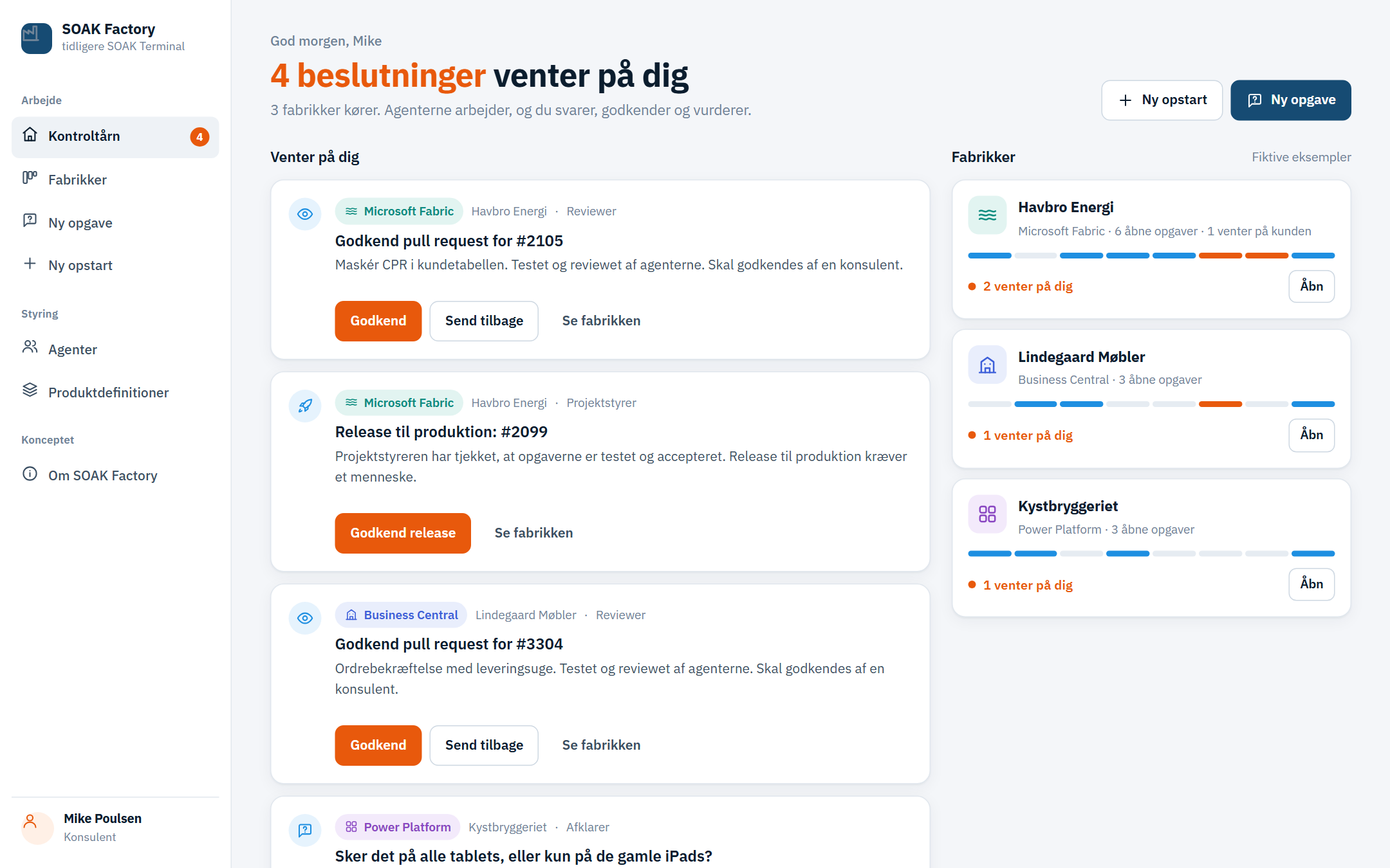 SOAK Factory: kontroltårnet med de beslutninger, der venter på konsulenten